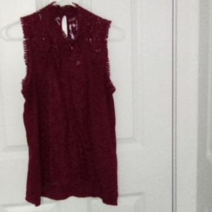 Large Self-esteem maroon sleeveless blouse